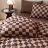 CLOTHKNOW Dark Brown Plaid Queen Comforter Set 3Pcs Grid Bedding