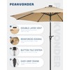 PEAKVONDER 9 ft Outdoor Patio Umbrella with Solar Lights -