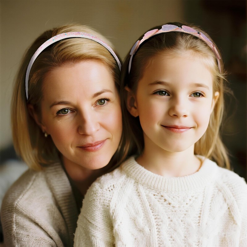 GENZYRE 6 Pcs Headbands for Girls, Sparkly Pink Toddler Headband