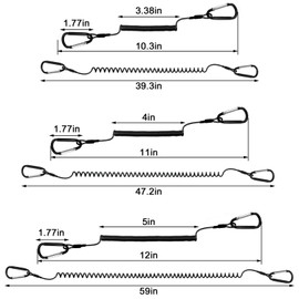 Alwonder 6-Pack Fishing Lanyards Tool Lanyards for Hand Tools, Retractable Tool Lanyard Steel Wire Coiled Ropes Safety Tether Fly Fishing Lanyard for Pliers Scissors Fishing Gear Black 47.2IN