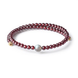 COAI Women's 0.2 inch (4 mm) Garnet January Birthstone Labradorite, Success Achievement, Lucky Amulet Power Stone Bracelet, Bangle, garnet Carbon Steel, Garnet