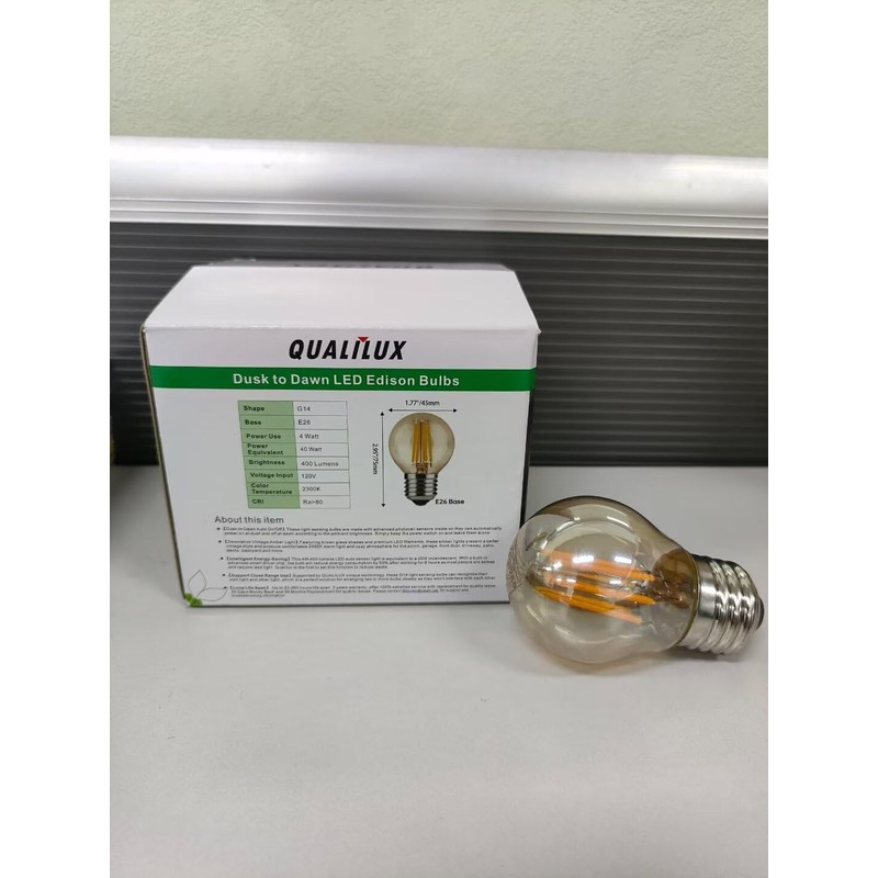 G14 Small Dusk to Dawn Edison Light Bulbs Outdoor, Vintage
