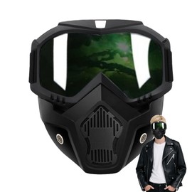 Helmet Goggles - Motorcycle Helmet Riding Goggles Glasses - Dustproof Windproof Motocross Eyewear with Removable Face Cover Welding Glasses for Drivers Outdoor Bike