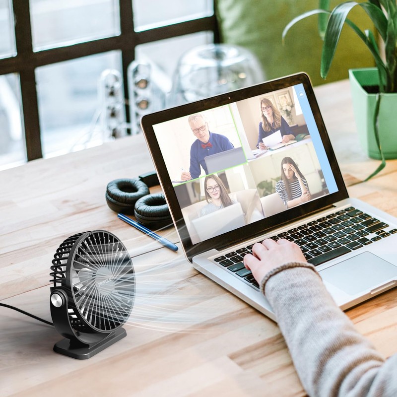 TriPole Desk Fan USB Powered 2 Pack Black Small Portable