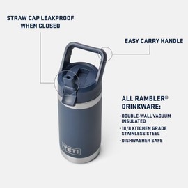 YETI Rambler Jr. 12 oz Kids Bottle, with Straw Cap, Papaya