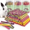 Bissap 108PCS Rabbit Chew Sticks, Mix Natural Timothy Hay Oat Carrot Beet Rose Dahlberg Daisy Myosotis Pumpkin Strawberry Bunny Chews Toy Treat for Chinchilla Guinea Pig Hamster Small Pet Molar Snack