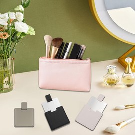 Fkereg 2 Pack Small Compact Mirror for Purse with Cover, Stainless Steel Cute Pocket Mirror, Square Mini Travel Mirror, Portable Handheld Tiny Makeup Cosmetic Mirror for Women Girl Men (Gray)