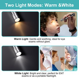 RISEMART Pen Light for Nurse, Rechargeable LED Medical Penlight with Power Display, Warm/Cool Light, Stepless Dimming, Portable Design for Doctors Nursing Students Exams First Aid ERs (Sliver)