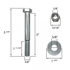 Brickyard Adjustable Channel Mount Trailer Coupler Hardware Kit - 4-3/4" Hex Bolts Grade 8