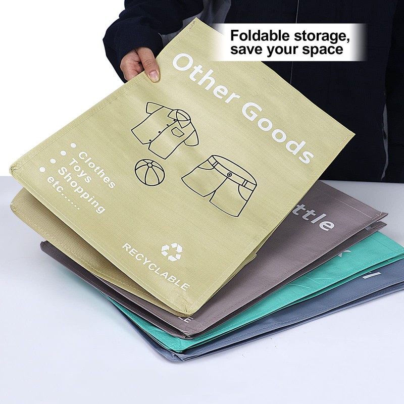 4 Packs Recycling Bags with handle Separate Sorting Organizer Woven