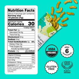 Little Spoon Kale Apple Meltable Baby Puffs, Organic Corn Quinoa Sorghum, No Rice, No Added Sugar Snacks, Encourages Self-Feeding, 1 Oz Bag, 4 Pack