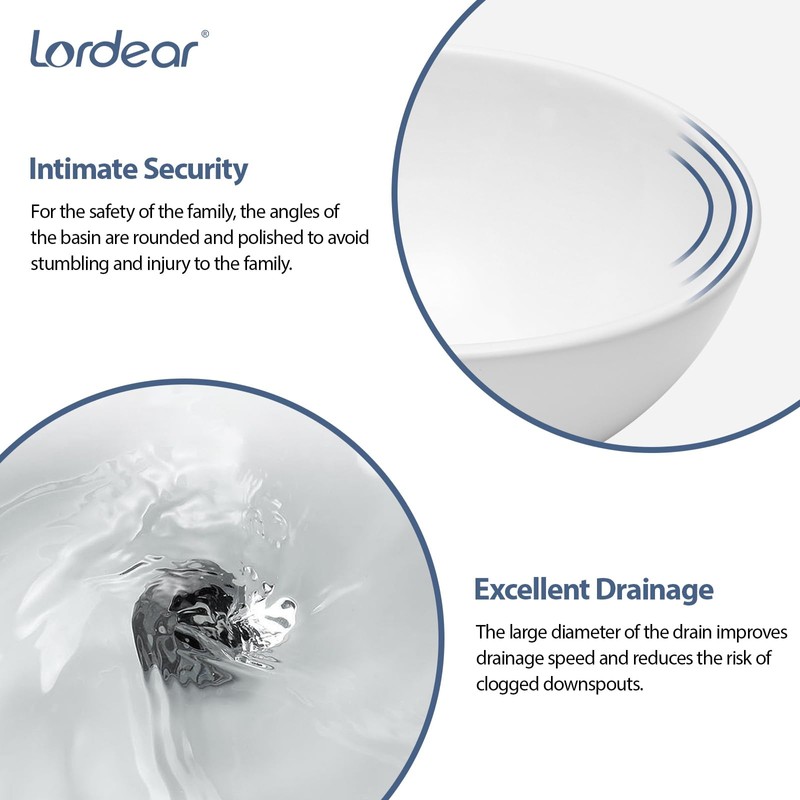 Lordear 13x13 Small Round Bathroom Vessel Sink Modern White Above