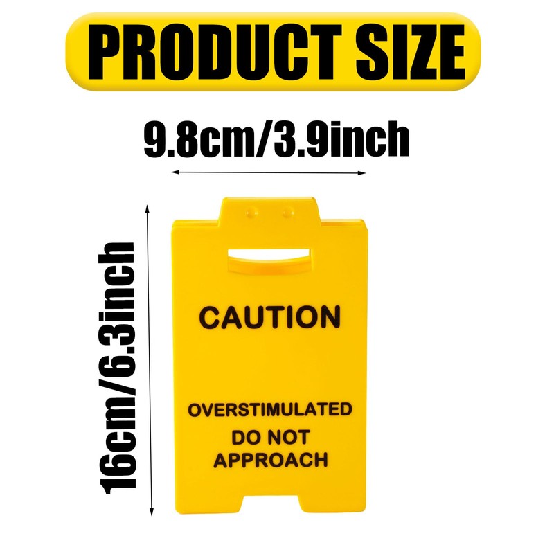 Lyreh 2pcs Mini Desk Warning Sign, Acrylic Office Caution Overstimulated