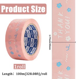 GORGECRAFT 100 Yards x 45 mm Designer Parcel Tape with Cute Floral Pattern Colourful Printed Shipping Ribbon Pink Waterproof Gift Wrapping Ribbons Cover Decorative Ribbons for Repairing Crafts Scrapbo