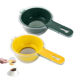 Kitchen 2-in-1 Sieve with Scale and Removable Measuring Cup, Strainer Has Even and Fine Meshes, with Handle for Hanging, Suitable for Matcha Set, Cocoa Powder, Flour Kitchen Strainer