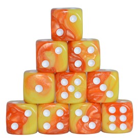 StarMall 10-Pack 16mm D6 Polyhedral Dice Set 6-sided Acrylic Die for RPG MTG DND Dice Table Board Games (Yellow-Orange)
