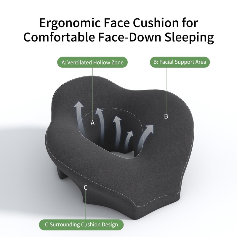 UTJZIB Massage Pillow Face Down - Headrest Face Pillow for
