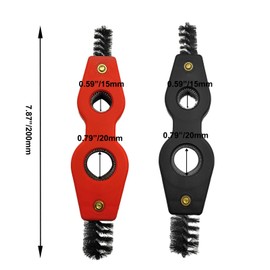 LOUZAGO 2 Pcs 4-in-1 Copper Pipe Cleaner, 1/2" & 3/4" Inner Copper Wire Brush and 5/8" & 7/8" Outer Copper Pipe Cleaning Brush, Deburring Brush Cleans Copper Fitting Brush for Soldering, Plumbing