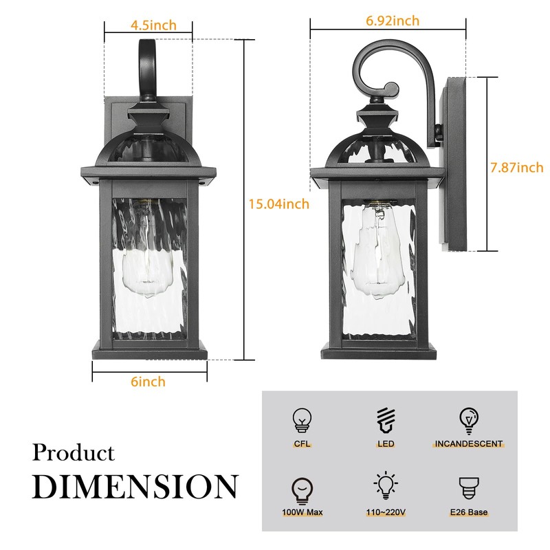 Darkaway Outdoor Lights Fixture Wall Mount, Exterior Wall Light with
