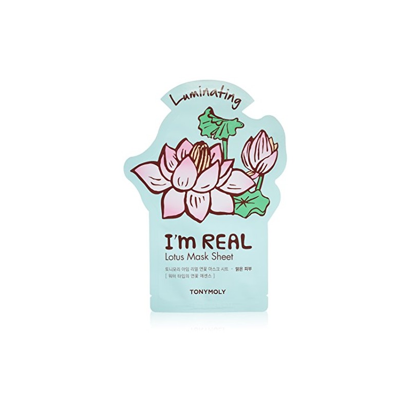 TONYMOLY I'm Real Lotus Luminating Tee Mask, Pack of 1