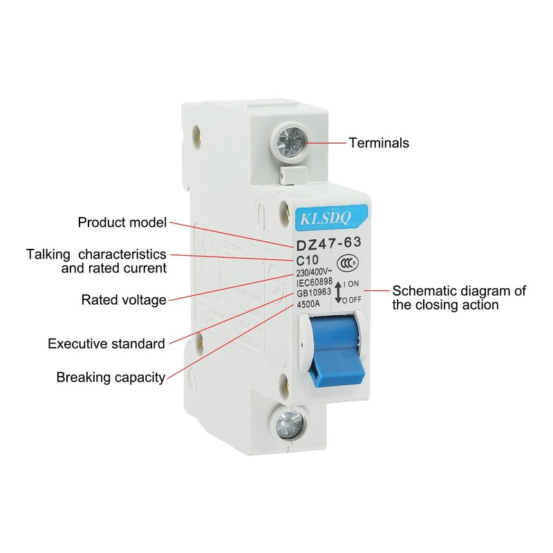 sourcing map Circuit Breaker Low Voltage AC 10A 230/400V 1-Pin