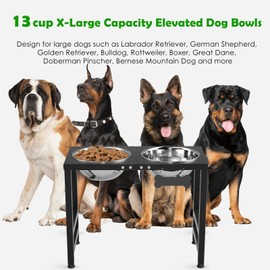 ADENGL ADENGL Elevated Dog Bowls for Large Extral Large Breed, Raised Bowl Stand with 2 Stainless Steel Bowls (101oz) and Spill-Proof Mat, 17" Tall Dog Feeder for Extra Large Breeds