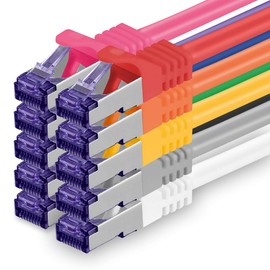 1aTTack.de 10x 0.5 M CAT7 Netzwerkkabel - 10 Gigabit - RJ45 Patchkabel Ethernet Kabel (SFTP PIMF LSZH CU) - für DSL LAN Switch Modem Router Patchpanel CAT7 CAT6 CAT5 - mehrfarbig