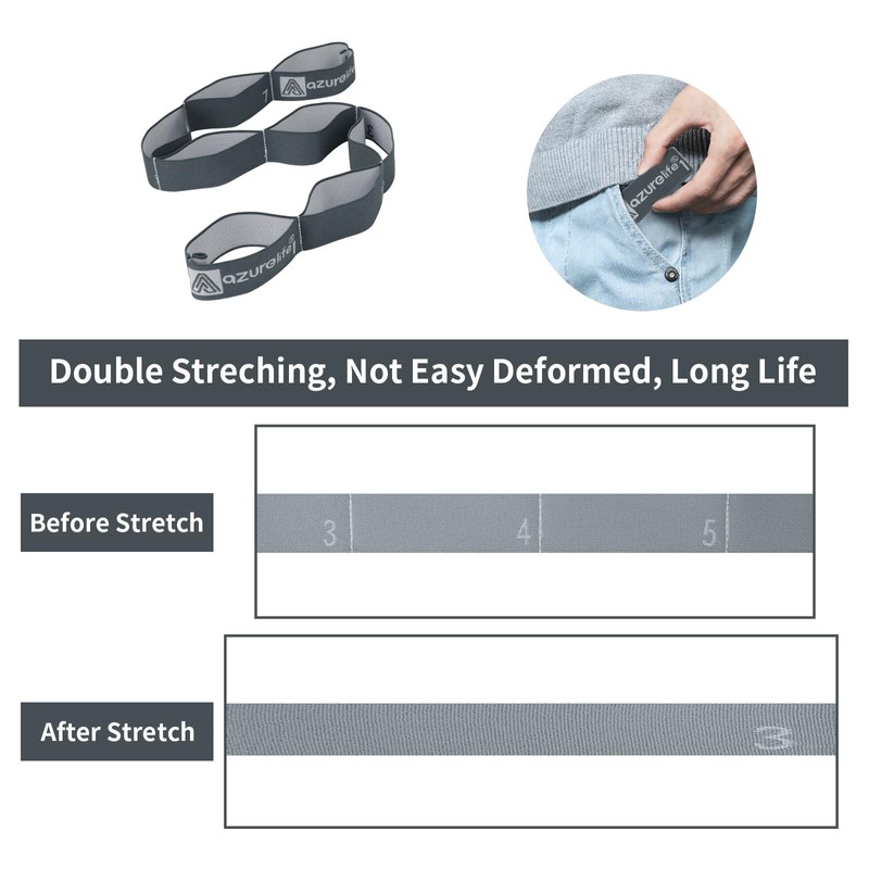A AZURELIFE Premium Durable Stretch Straps with Loops, Stretching Strap