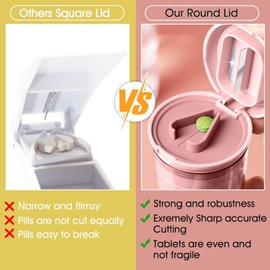 Multifunction Pill Cutter 3 in 1 Splitter/Crusher/Box for Small Pills (Pink)