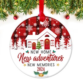 Fastpeace 2024 New Home Ornament, House Warming Gifts for New Home, Housewarming Gifts for New House, Housewarming Presents for Women, Couple, Owners, Ceramic New Home Ornament 2024