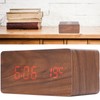 Wireless Charging Clock Digital LED Electronic Alarm Rectangular Wooden Bedside