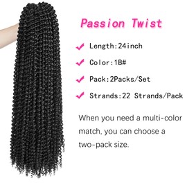 Ubeleco 24 Inch Passion Twist Hair, Water Wave Crochet Hair for Women Black Passion Twists Braiding Hair Long Bohemian Synthetic Hair Extensions Passion Twist Crochet Hair (24 Inch (Pack of 2),1B)