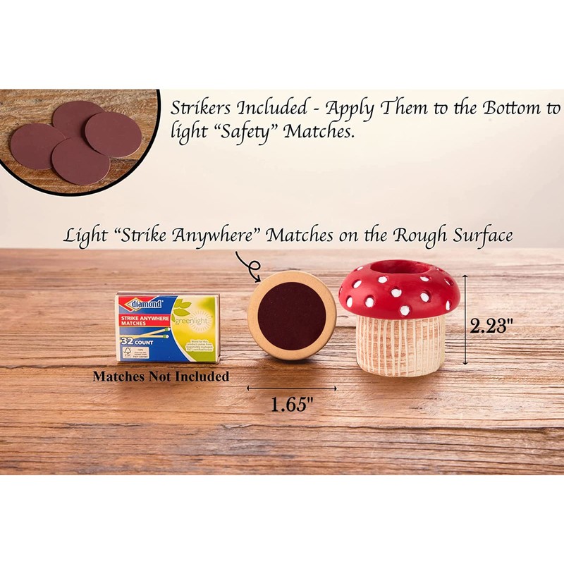 Mushroom Match Holder With Striker 2 Décor Match Striker Jar