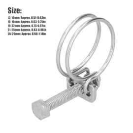 Pack of 20 Double Wire Hose Clamps, Adjustable 201 Stainless Steel Hose Clamps, Corrosion-Resistant Wire Hose Clamp, 19-22 mm