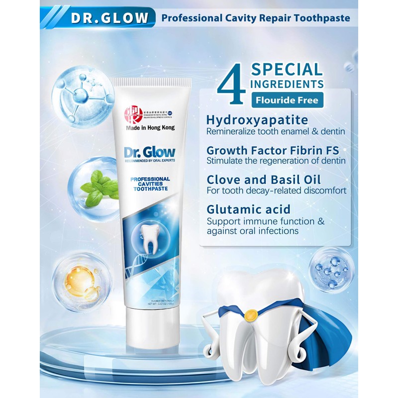 Dr. Glow Adult Cavity Repair Toothpaste, Hydroxyapatite Toothpaste Cavity Reversing,