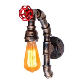 XEYOU Retro Wall lamp Vintage Industrial Steampunk Wall Sconce with Switch Metal Water Pipe Wall Mounted Light Fixture E26 Edison Bulb for Cafe Bar Restaurant Bedroom Livingroom