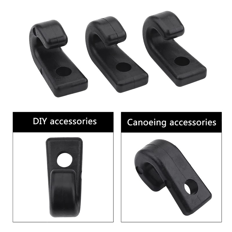 QANYEGN 25Pcs Black Nylon J Hooks, Black Nylon Tie Down