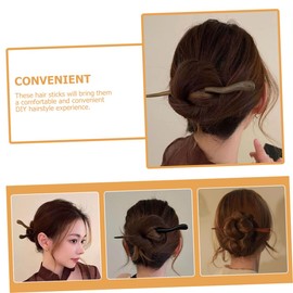 WOONEKY Chinese Vintage Wood Hair Chopsticks - 4pcs Black Hair Jewels and Accessories for Women