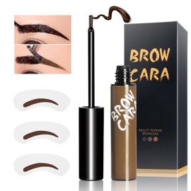 Peel Off Eyebrow Gel Tint - Waterproof, Transfer-proof Tattoo Brow Peel Off Tint Gel with Eyebrow Stencils, Creates Full, Voluminous-Looking and Fuller & Defined Looking Brows (Light Brown)