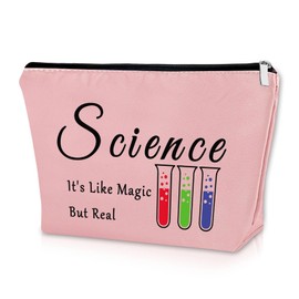 Sazuwu Science Gifts for Adults Pink Makeup Bag Science Themed Gifts for Science Lover Cosmetic Bag Science Teacher Appreciation Gifts Funny Scientist Gifts Birthday Graduation Christmas Gifts