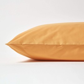 HOMESCAPES Percale Cushion Cover 80 x 80 cm Mustard Yellow Cushion Cover with Zip 100% Egyptian Cotton 200 Thread Count