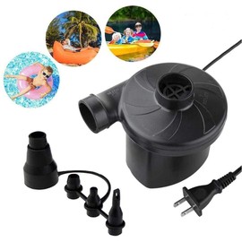 Electric Air Pump - Air Mattress Pump for Inflatable Couch, Bed, Blow up Pool Float Raft Boat Toy, Camping Swimming, Portable Quick-Fill Inflator/Deflator Pumps with 4 Nozzles, AC 110-120 Volt Black…