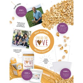 Spread The Love NAKED Organic Peanut Butter (Organic, All Natural, Vegan, Gluten-free, Creamy, Dry-Roasted, No added salt, No added sugar, No palm oil) (6-Pack)