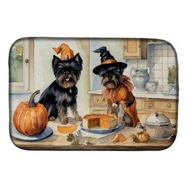Caroline's Treasures DAC1720DDM Affenpinscher Fall Kitchen Pumpkins Dish Drying Mat Absorbent Dish Drying Mat Pad for Kitchen Counter Dish Drainer Mat for Countertop, 14 x 21", Multicolor