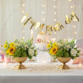 Sziqiqi Urn Vase Gold Centrepiece: 5.5in Small Vases for Wedding Table Decorations - Metal Flower Arrangement Pots Set of 10 - Vintage Honeycomb Vase for Party Reception Dinner Table