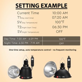 REPTITRIP 5.5" Reptile Heat Lamp Fixture with Dimming Thermostat, 100W Max