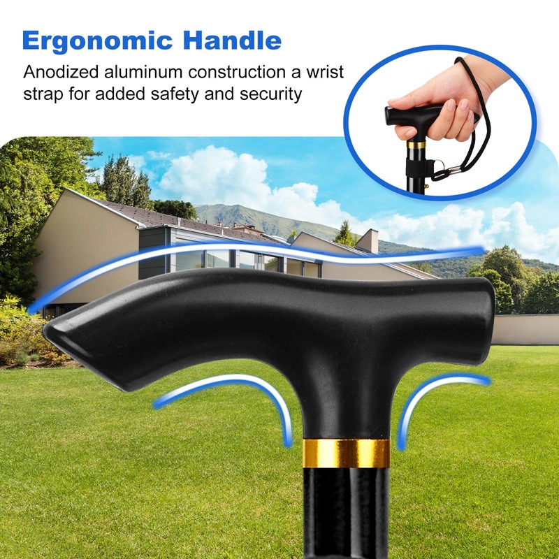 MFE Folding Cane, Portable 5-Level Adjustable Height Walking Stick with