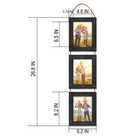 VMUZEDER 5x7 Wall Hanging Picture Frames Collage with 3 Opening Frames Black 2 Pack
