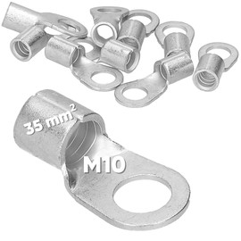 Pack of 10 Kalitec Q35-10 Crimping Cable Lug 35 mm² M10 I Uninsulated I Mandrel Pressing I For Multi-, Fine- and Fine-Strand Conductors I Cable Lug 35 mm² According to DIN 46234