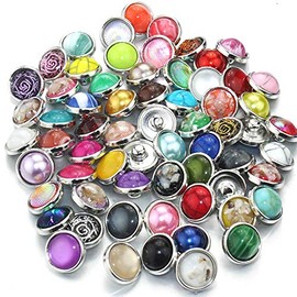 Lovglisten Mini Snap Charms Mixed Colorful Round 12MM Snap Buttons for Snaps Bracelets Earrings Pack of 50pcs